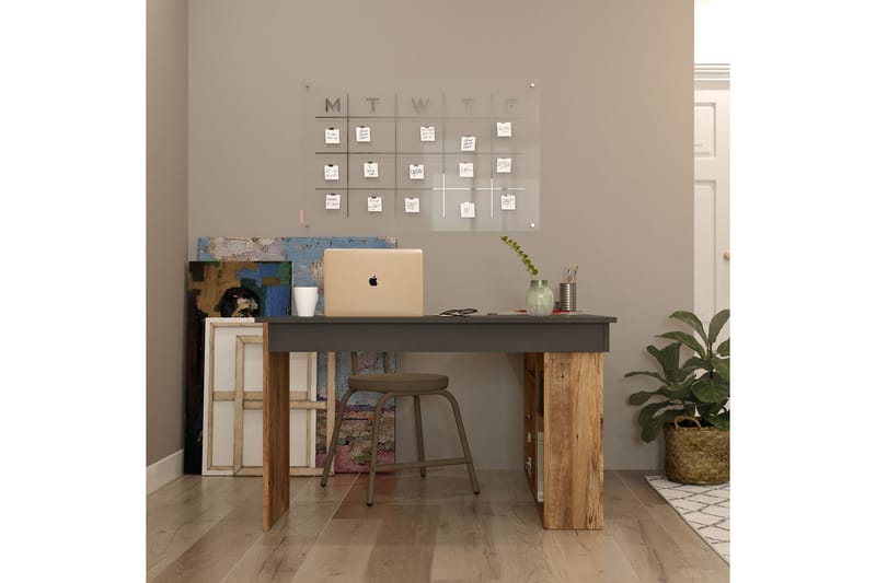 Skrivbord Karron 129 cm - Natur/Svart - Skrivbord - Datorbord