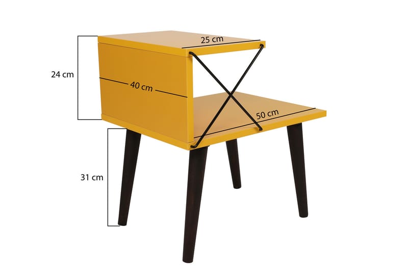 Sängbord Ashlanna 50 cm - Gul - Sängbord & nattduksbord