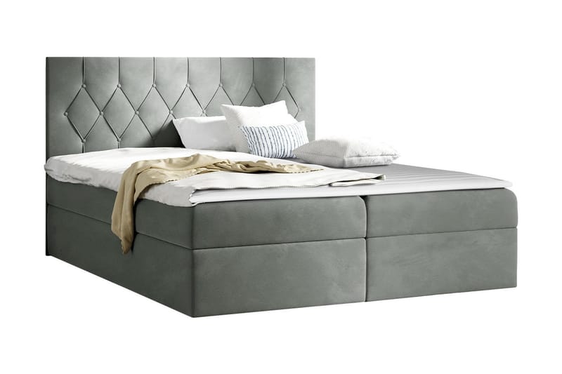 Sängpaket Kontinentalsäng Kanwar 140x200 cm med Förvaring - Grå - Säng med förvaring - Komplett sängpaket