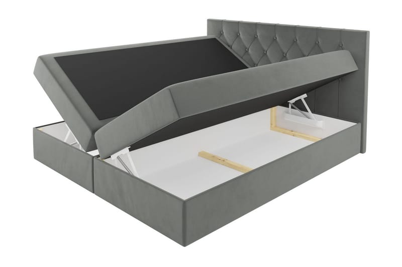 Sängpaket Kontinentalsäng Kanwar 140x200 cm med Förvaring - Grå - Säng med förvaring - Komplett sängpaket