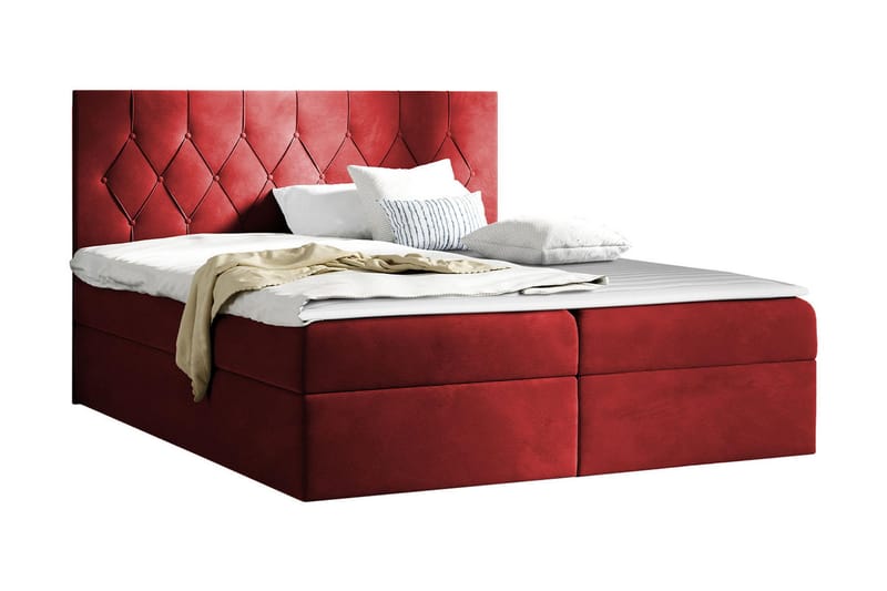 Sängpaket Kontinentalsäng Kanwar 160x200 cm med Förvaring - Röd - Säng med förvaring - Komplett sängpaket