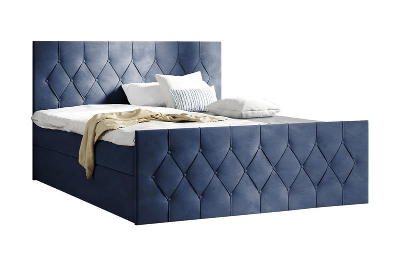 Sängpaket Kontinentalsäng Kanwer 140x200 cm med Förvaring - Blå - Säng med förvaring - Komplett sängpaket