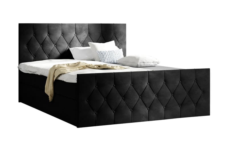 Sängpaket Kontinentalsäng Kanwer 140x200 cm med Förvaring - Svart - Säng med förvaring - Komplett sängpaket