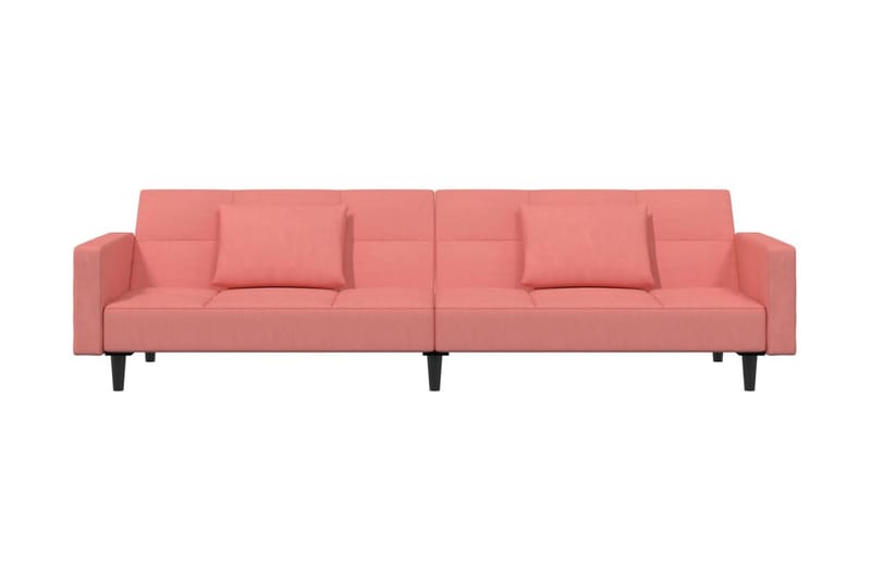Bäddsoffa 2-sits med två kuddar rosa sammet - 2 sits bäddsoffa
