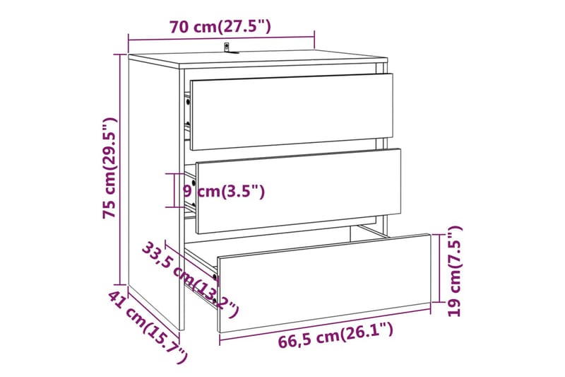 Skänk sonoma-ek 70x41x75 cm spånskiva - Ek - Sideboard & skänk
