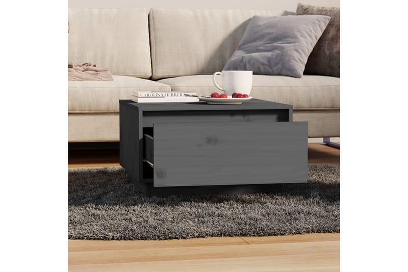 Soffbord grå 55x56x32 cm massiv furu - Grå - Soffbord