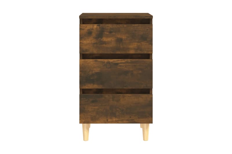 Sängbord med ben i massivt trä 2 st rökfärgad ek 40x35x69 cm - Brun - Sängbord & nattduksbord