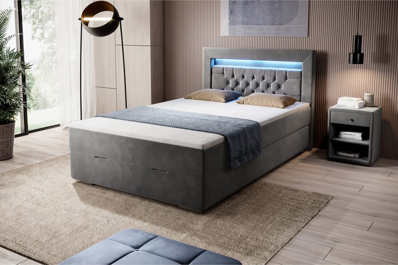 Celio Sängpaket med förvaring 120x200 - Grå - Komplett sängpaket - Säng med förvaring