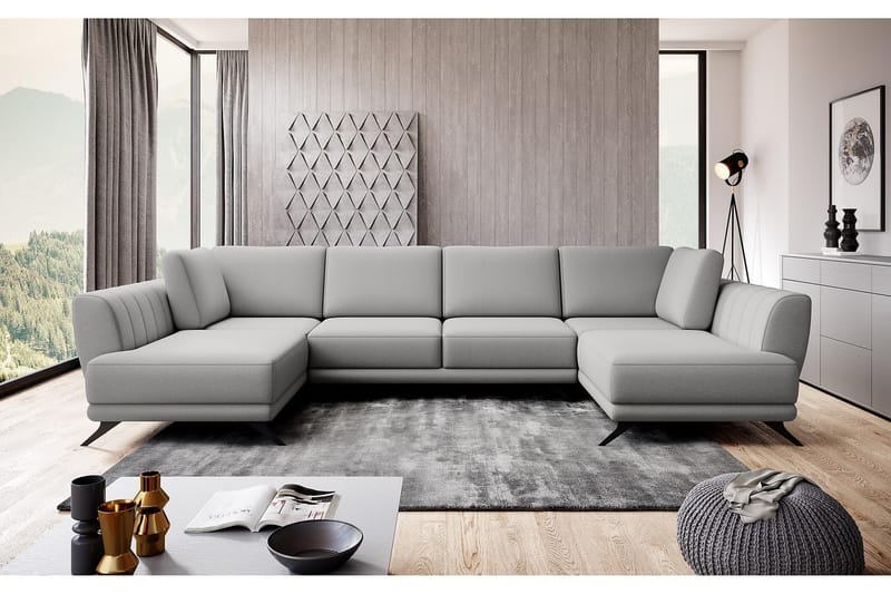 Bäddsoffa Dubbelschäslong Kazuma - Ljusgrå - Möbler - Soffa - Bäddsoffa - Bäddsoffa längsbäddad