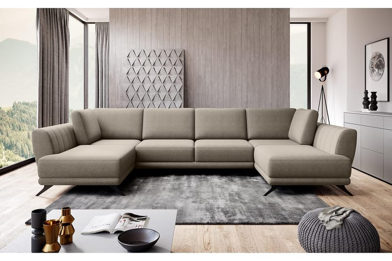 Bäddsoffa Dubbelschäslong Kazuma - Beige - Möbler - Soffa - Bäddsoffa - Bäddsoffa längsbäddad
