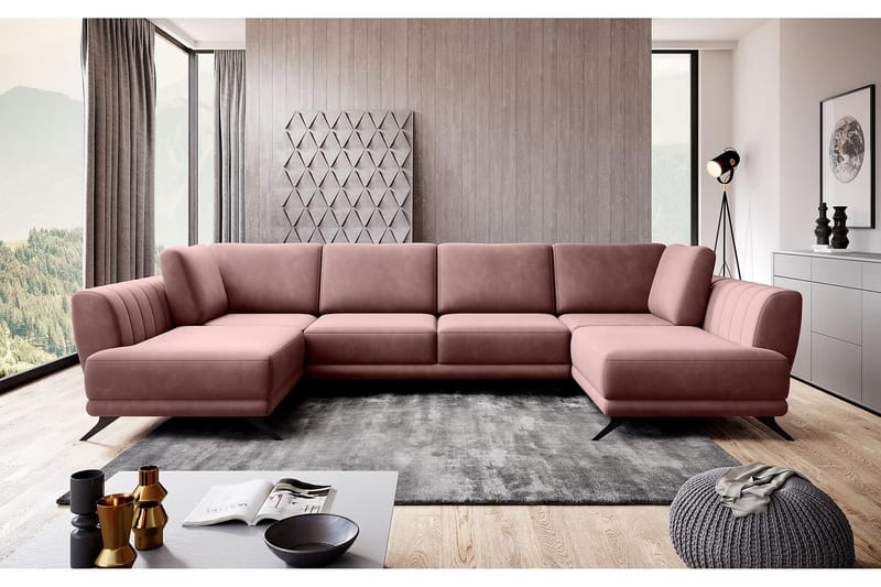 Bäddsoffa Dubbelschäslong Kazuma - Rosa - Möbler - Soffa - Bäddsoffa - Bäddsoffa längsbäddad