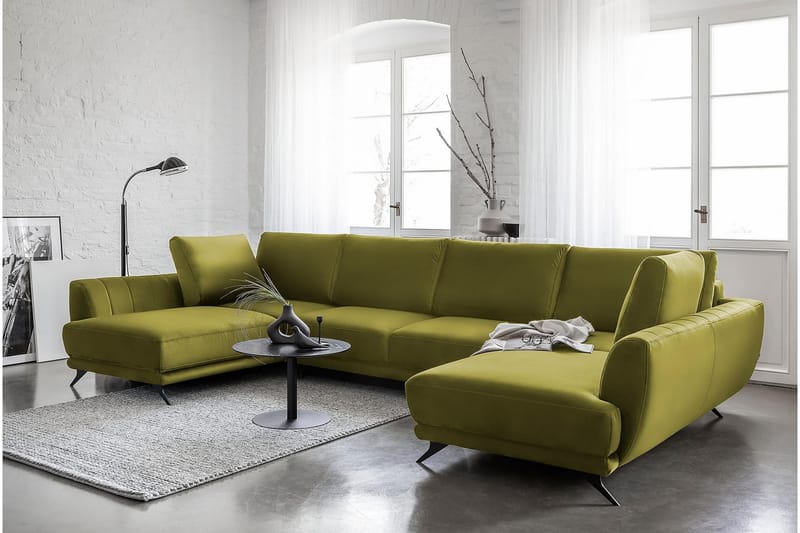 Bäddsoffa Dubbelschäslong Kazuma - Limegrön - Möbler - Soffa - Bäddsoffa - Bäddsoffa längsbäddad