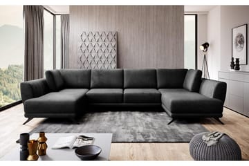 Bäddsoffa Dubbelschäslong Kazuma - Svart - Möbler - Soffa - Bäddsoffa - Bäddsoffa längsbäddad
