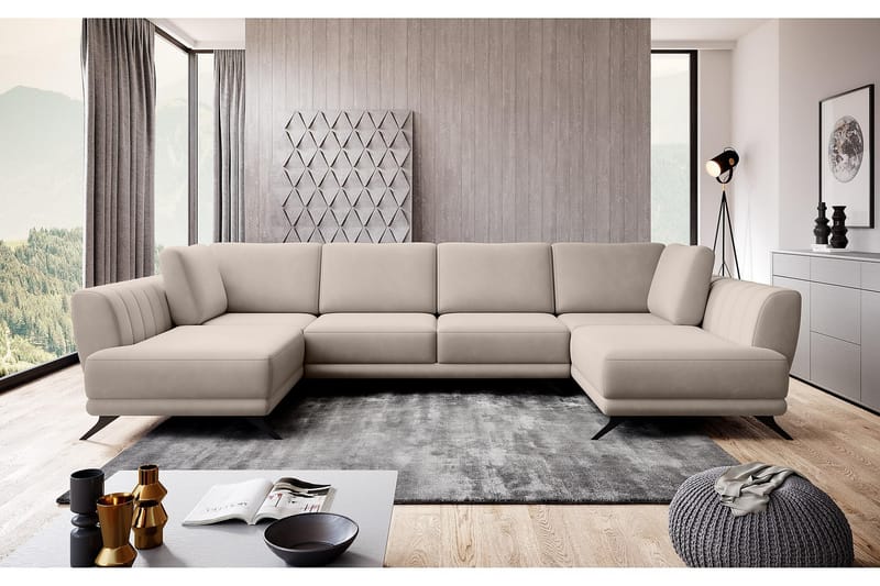 Bäddsoffa Dubbelschäslong Kazuma - Ljusbeige - Möbler - Soffa - Bäddsoffa - Bäddsoffa längsbäddad