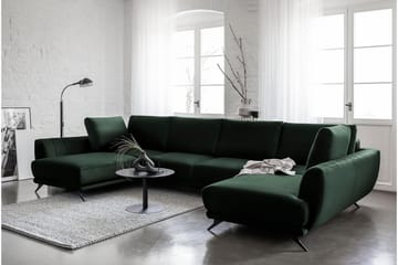 Bäddsoffa Dubbelschäslong Kazuma - Mörkgrön - Möbler - Soffa - Bäddsoffa - Bäddsoffa längsbäddad
