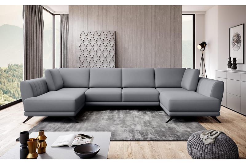 Bäddsoffa Dubbelschäslong Kazuma - Ljusgrå - Möbler - Soffa - Bäddsoffa - Bäddsoffa längsbäddad
