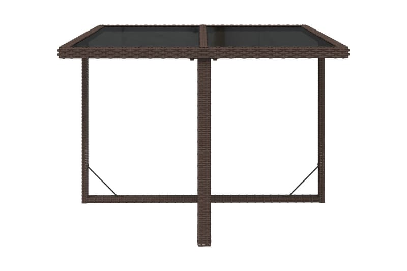 Trädgårdsbord brun 109x107x74 cm konstrotting och glas - Brun - Matbord utomhus