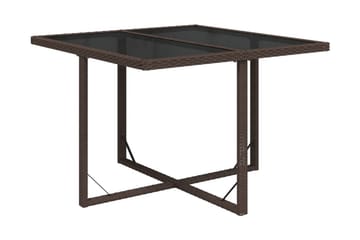 Trädgårdsbord brun 109x107x74 cm konstrotting och glas