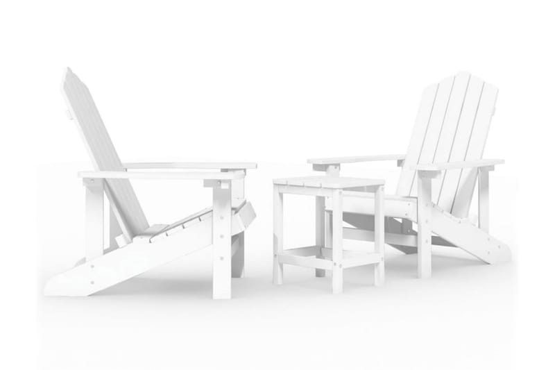 Däckstolar för trädgården med bord HDPE vit - Vit - Däckstol