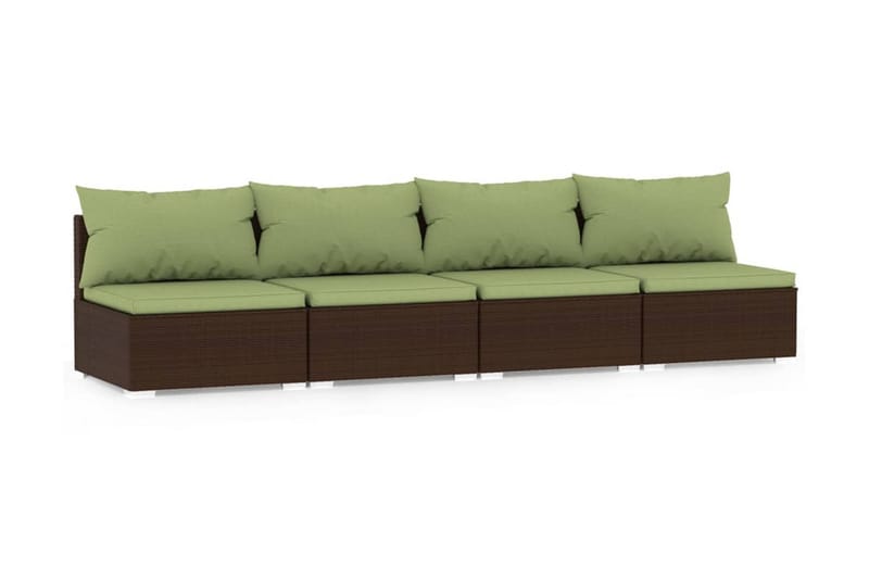 Soffa 4-sits med dynor konstrotting brun - Brun/Grön - Loungesoffor - Utesoffa