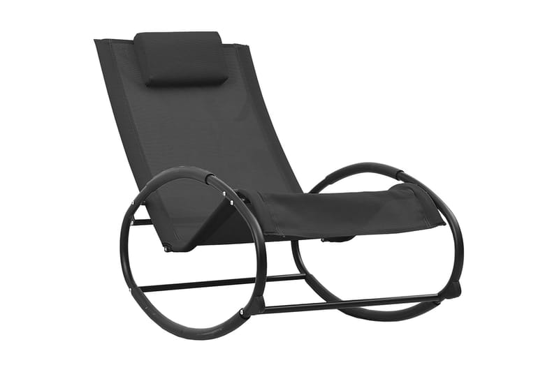 Solsäng med kudde svart stål och textilene svart - Svart - Solsäng & solvagn