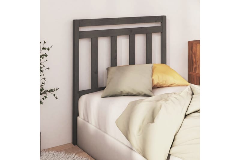 Sänggavel grå 96x4x100 cm massiv furu - Grå - Sänggavel