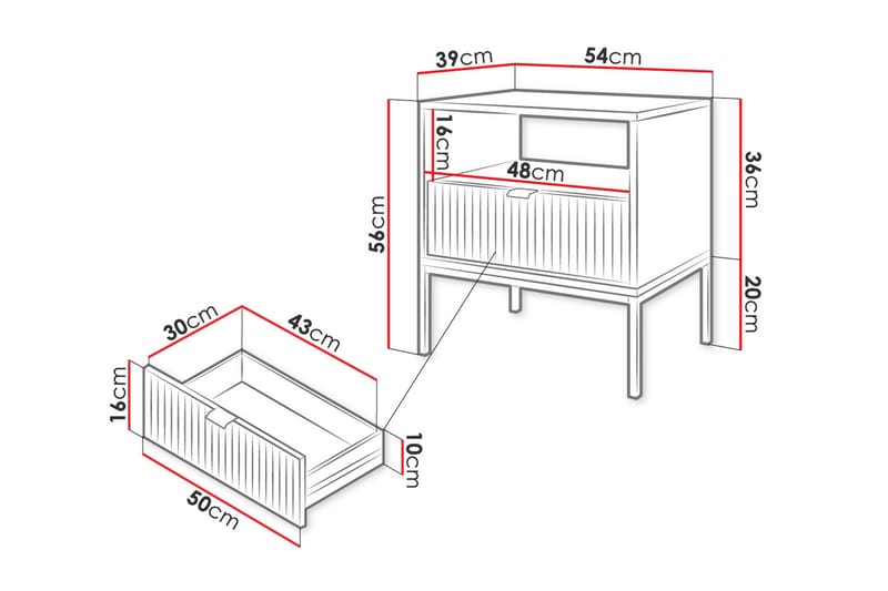 Sängbord Demjen Fyrkantig Grå - Sängbord & nattduksbord