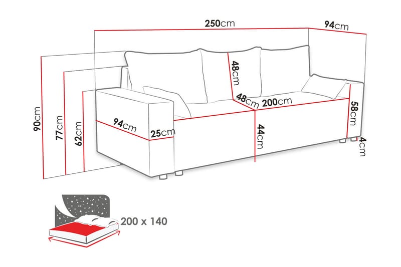 Bäddsoffa - Beige - Möbler - Soffa - Bäddsoffa - Bäddsoffa längsbäddad