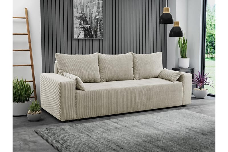 Bäddsoffa - Beige - Möbler - Soffa - Bäddsoffa - Bäddsoffa längsbäddad