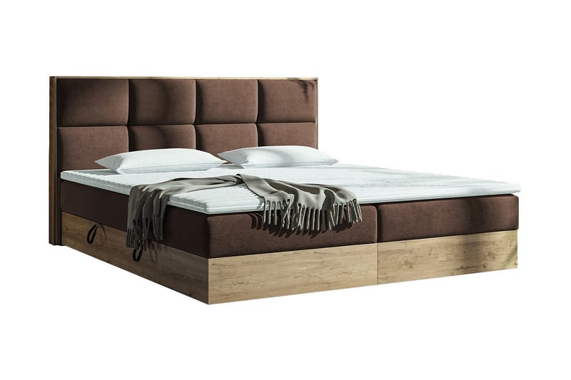 Förvaringssäng EUPHORIA 160x200 - Brun - Säng med förvaring - Komplett sängpaket