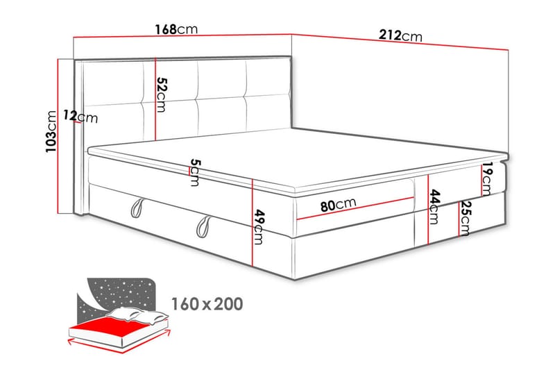 Förvaringssäng EUPHORIA 160x200 - Brun - Säng med förvaring - Komplett sängpaket