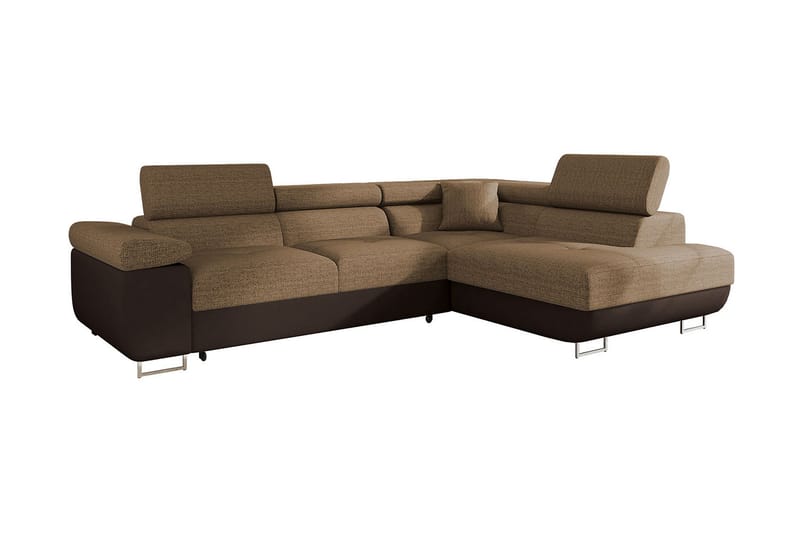 Bäddsoffa med schäslong - Brun - Möbler - Soffa - Bäddsoffa - Bäddsoffa längsbäddad