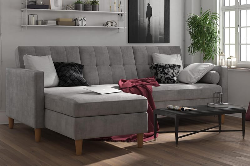 Bäddsoffa Hartford - Ljusgrå - Möbler - Soffa - Bäddsoffa - Bäddsoffa längsbäddad