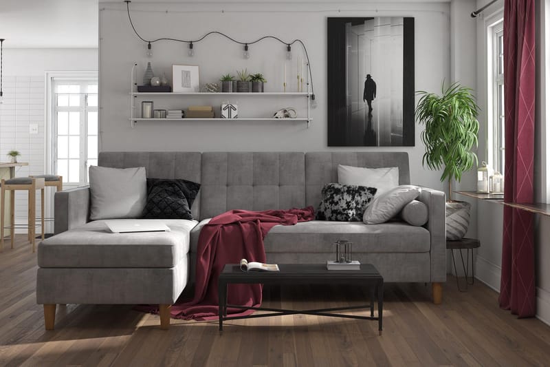 Bäddsoffa Hartford - Ljusgrå - Möbler - Soffa - Bäddsoffa - Bäddsoffa längsbäddad