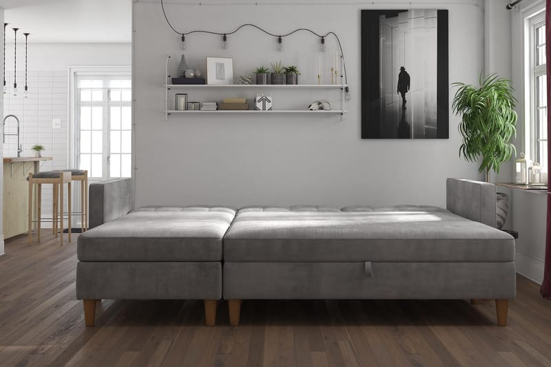 Bäddsoffa Hartford - Ljusgrå - Möbler - Soffa - Bäddsoffa - Bäddsoffa längsbäddad