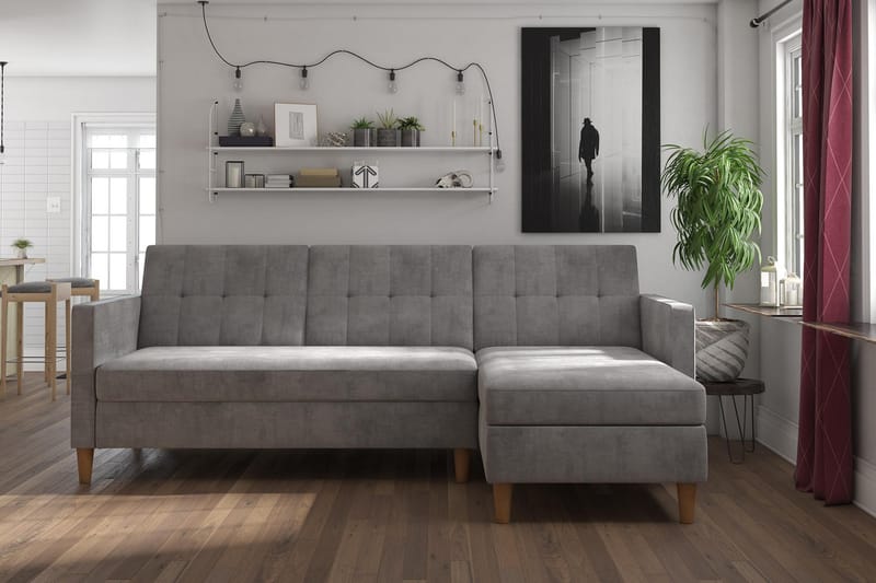Bäddsoffa Hartford - Ljusgrå - Möbler - Soffa - Bäddsoffa - Bäddsoffa längsbäddad