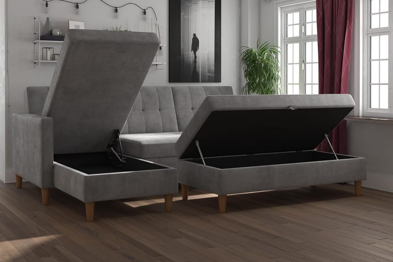 Bäddsoffa Hartford - Ljusgrå - Möbler - Soffa - Bäddsoffa - Bäddsoffa längsbäddad