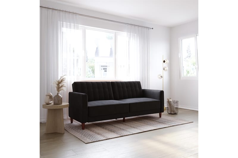 Bäddsoffa Pin Tufted - Svart - Möbler - Soffa - Bäddsoffa - Bäddsoffa längsbäddad