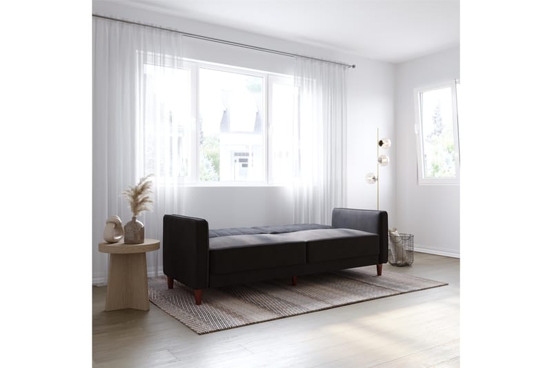 Bäddsoffa Pin Tufted - Svart - Möbler - Soffa - Bäddsoffa - Bäddsoffa längsbäddad