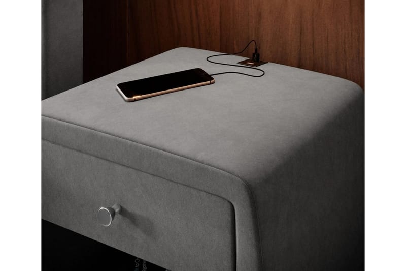 Sängbord Evander 48 cm med Förvaring Låda - Antracit - Sängbord & nattduksbord