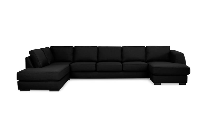 U-soffa Ontario Large med Divan Höger - Svart - 4 sits soffa med divan - Sammetssoffa - Skinnsoffa - U-soffa