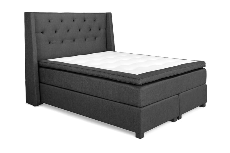 Komplett Sängpaket Langham 160x200 cm Grå - Grå|Svart - Kontinentalsäng - Dubbelsäng - Komplett sängpaket