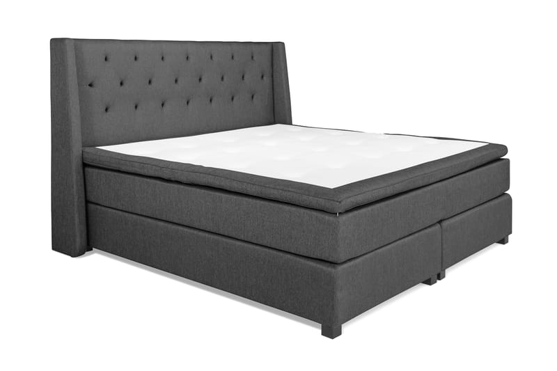 Komplett Sängpaket Langham 210x210 cm Grå - Grå|Svart - Kontinentalsäng - Dubbelsäng - Komplett sängpaket