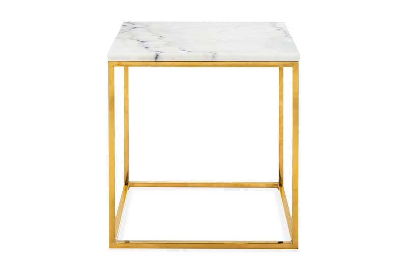 Sidobord Titania 45 cm Marmor - Vit|Mässing - Brickbord & småbord - Marmorbord - Lampbord & sidobord