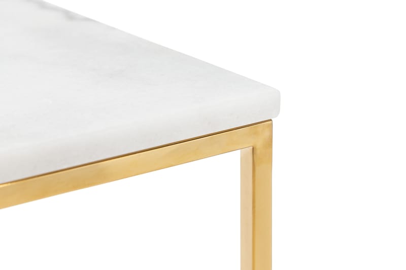 Sidobord Titania 45 cm Marmor - Vit|Mässing - Brickbord & småbord - Marmorbord - Lampbord & sidobord