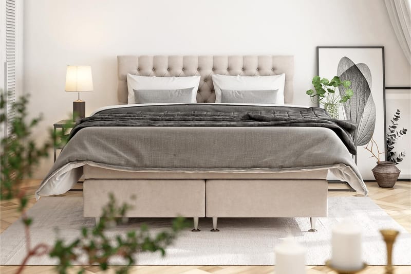 Komplett Sängpaket Estelle 180x200 cm - Beige - Kontinentalsäng