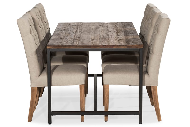 Matgrupp Limerick 180 cm med 6 Emmie Stol - Rustik Alm|Svart|Beige|Trä - Matgrupp