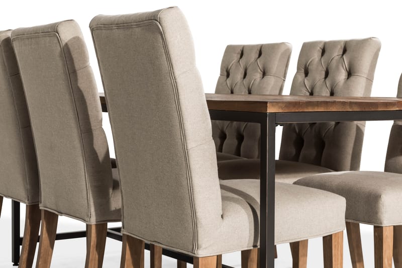Matgrupp Limerick 180 cm med 6 Emmie Stol - Rustik Alm|Svart|Beige|Trä - Matgrupp