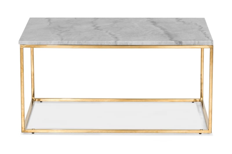 Soffbord Titania 90 cm Marmor - Grå/Mässing - Soffbord - Marmorbord