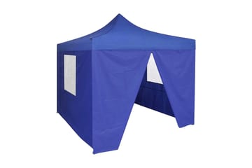 Blått hopfällbart tält 3x3 m med 4 väggar